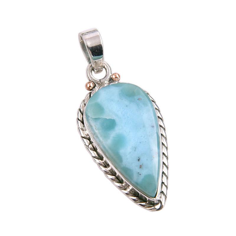 Natural Republic Larimar Gemstone Handmade 925 Solid Silver Pendant 1.50" Q8f80