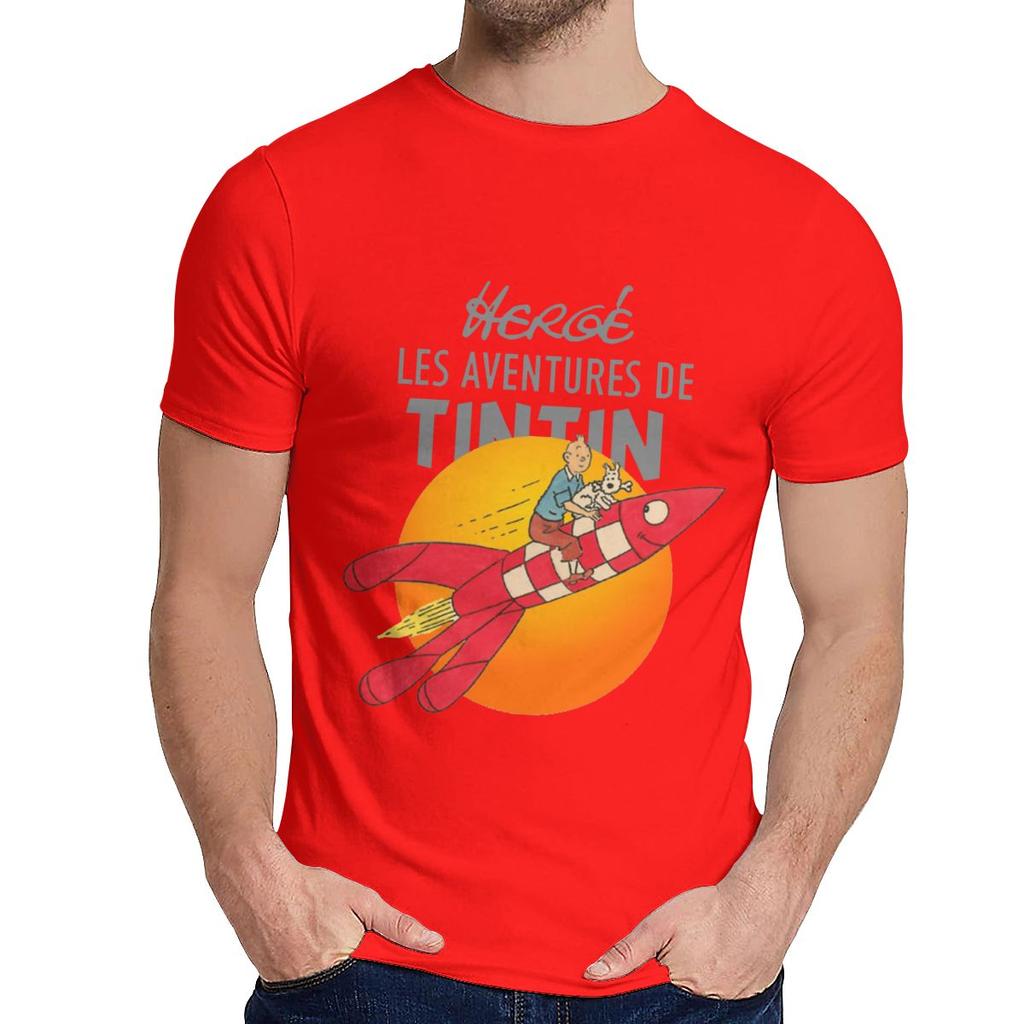 Tintin The Adventures Of Tintin Tee Crewneck Streetwear Male Organic Cotton Plus Size Camiseta