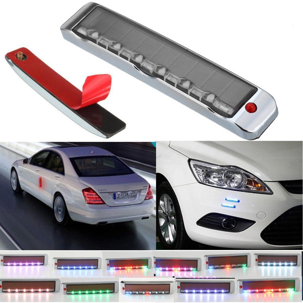 Solar Powered Car LED Strobe Lights 7 Vibrant Colors And Side Signal Blinker