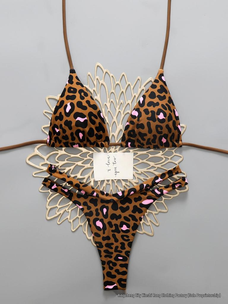 Leopard Print Sexy Two-Piece Bikini Set for Women