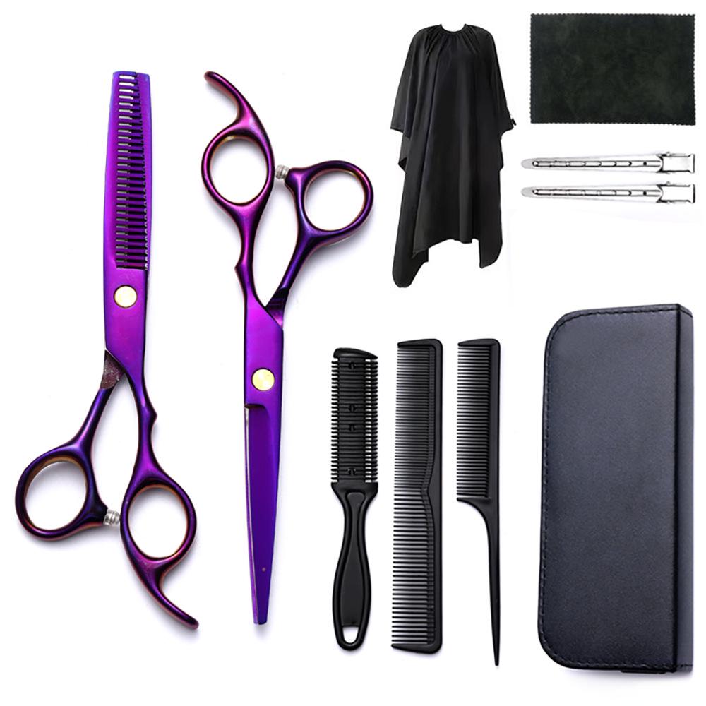 Hairdressing Scissors Set: Colored Straight-Tooth & Thinning Bangs Scissors for Professional Stylists