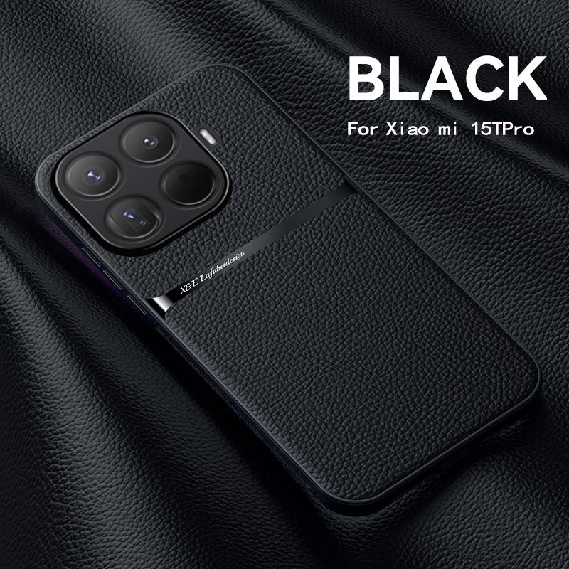 För Xiaomi 15T 15T Pro lädertextur, inbyggt magnetiskt TPU mjukt anti-fall anti-fingeravtryck telefonskal