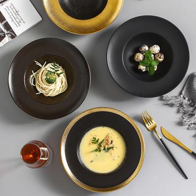 Farfurie de cină în stil occidental Farfurie din ceramică cu margine largă Farfurie rotundă Farfurie cu paste Farfurie cu salată Farfurie cu fructe