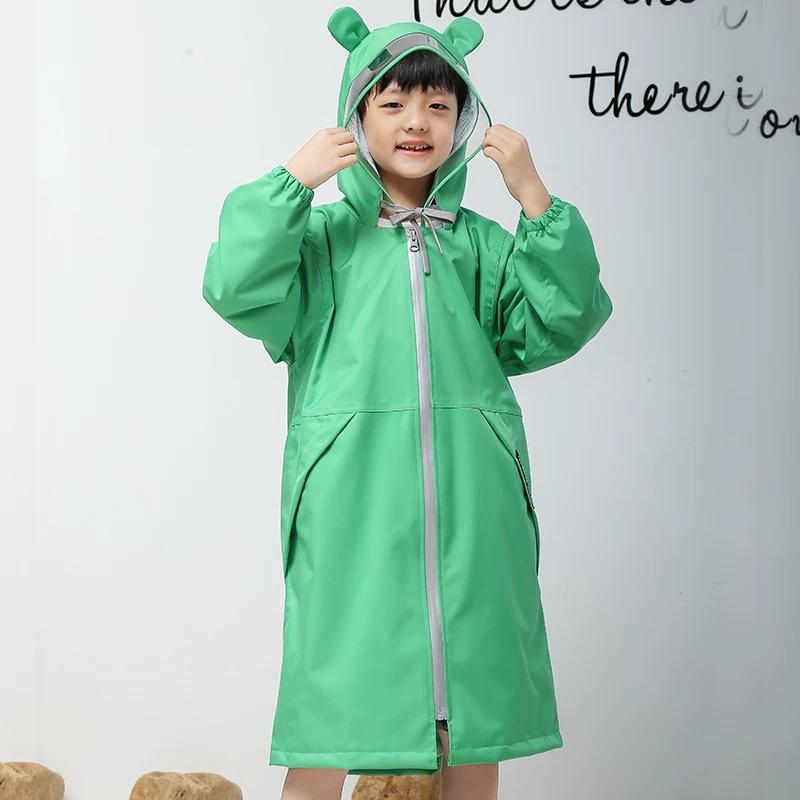 Kids Raincoat Girl with Schoolbag Primary School Student Body Long Cute Kindergarten Baby Poncho Thickened Korean Style
