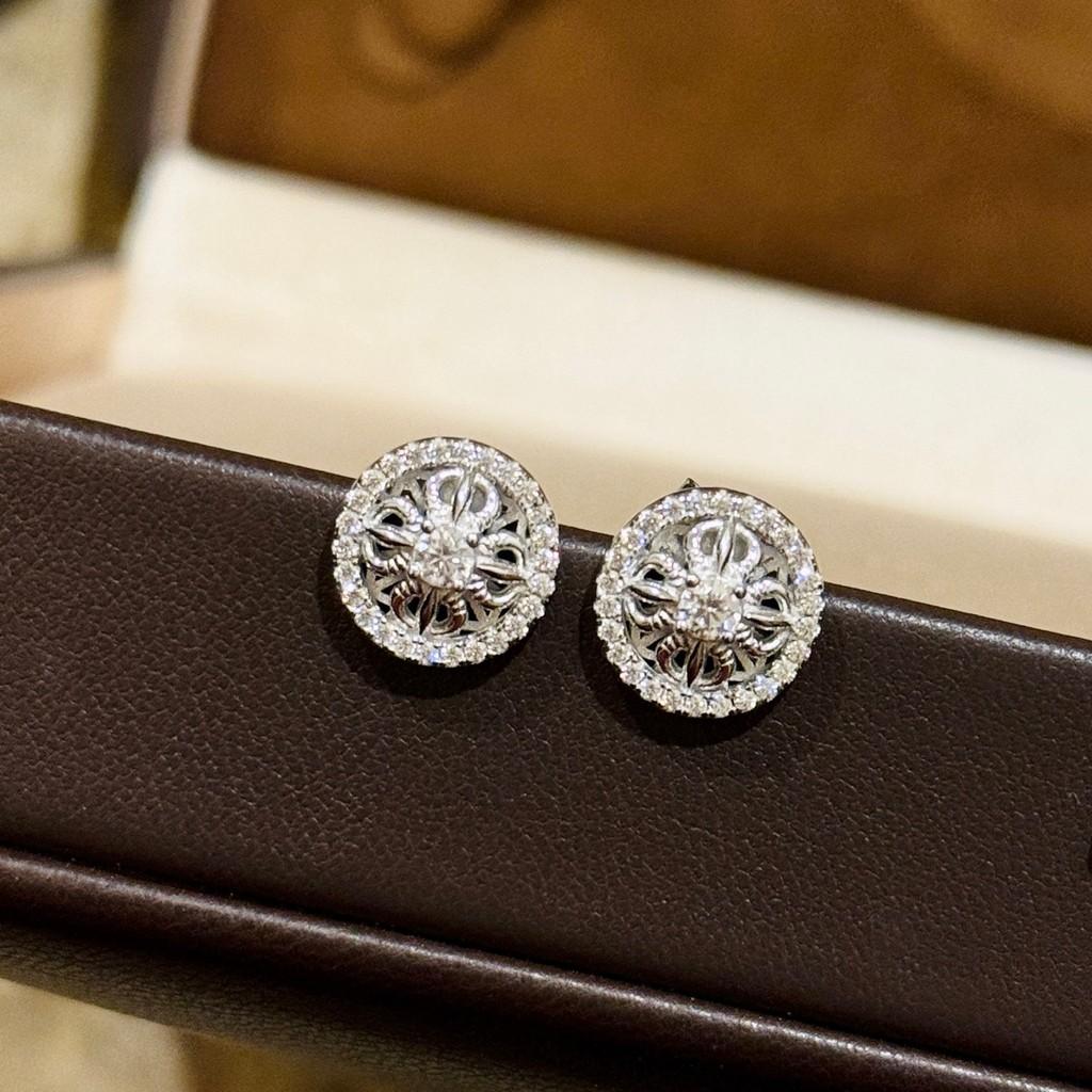 

Антикварный пестик в виде четырехлистного клевера из чистого серебра с бриллиантами, серьги с бриллиантами, имитация текстуры 24-каратного золота, полный богатства и удачи, для повседневной носки