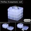 3-Tier Stackable Storage Organizer Box with 18 Adjustable Compartments, Snap-Lock Transparent Plastic Container for Toys, Jewelr