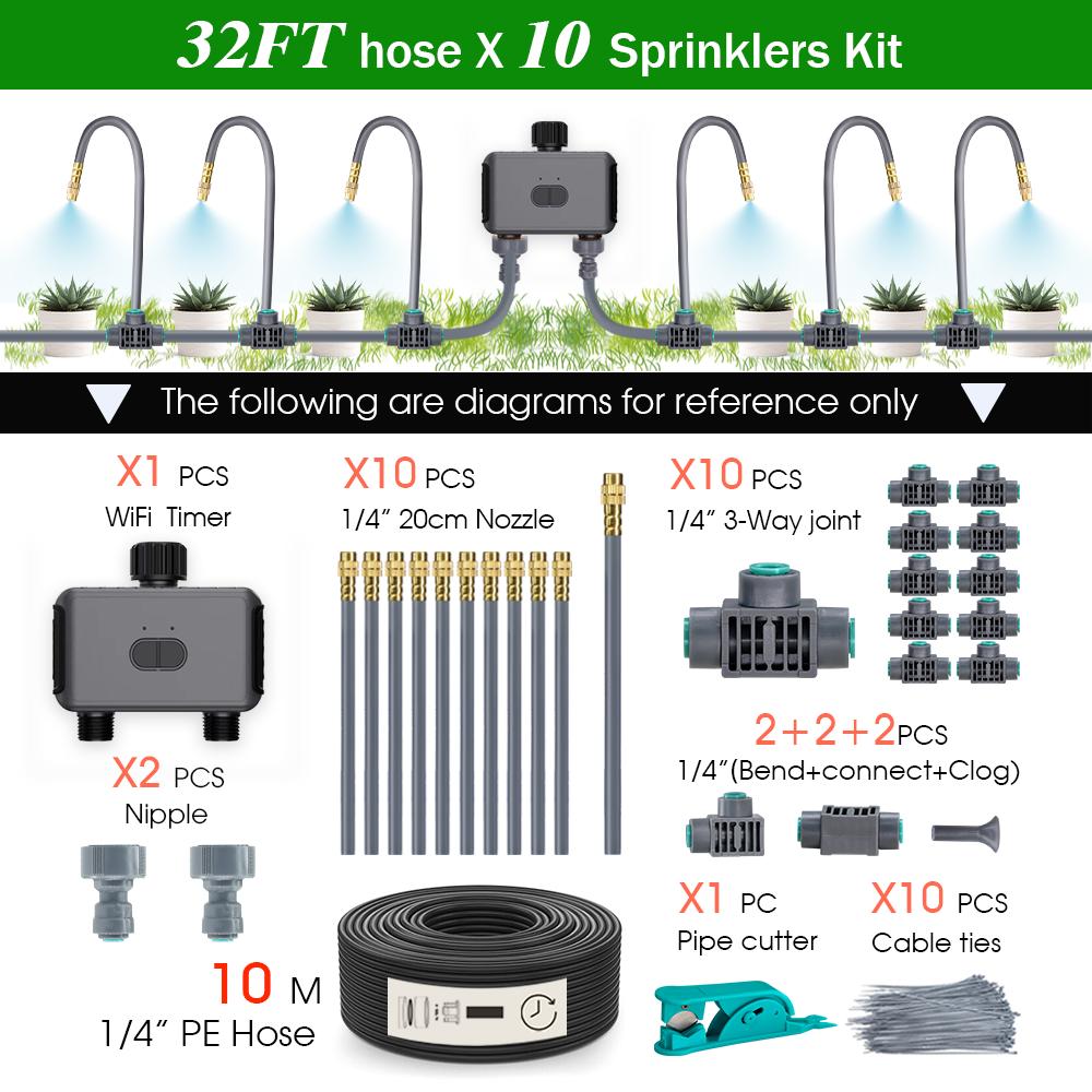 Dual Zone Independent Smart WiFi Bluetooth Irrigation Timer Mist Cooling Kit APP Customized Watering Program Quick Connection