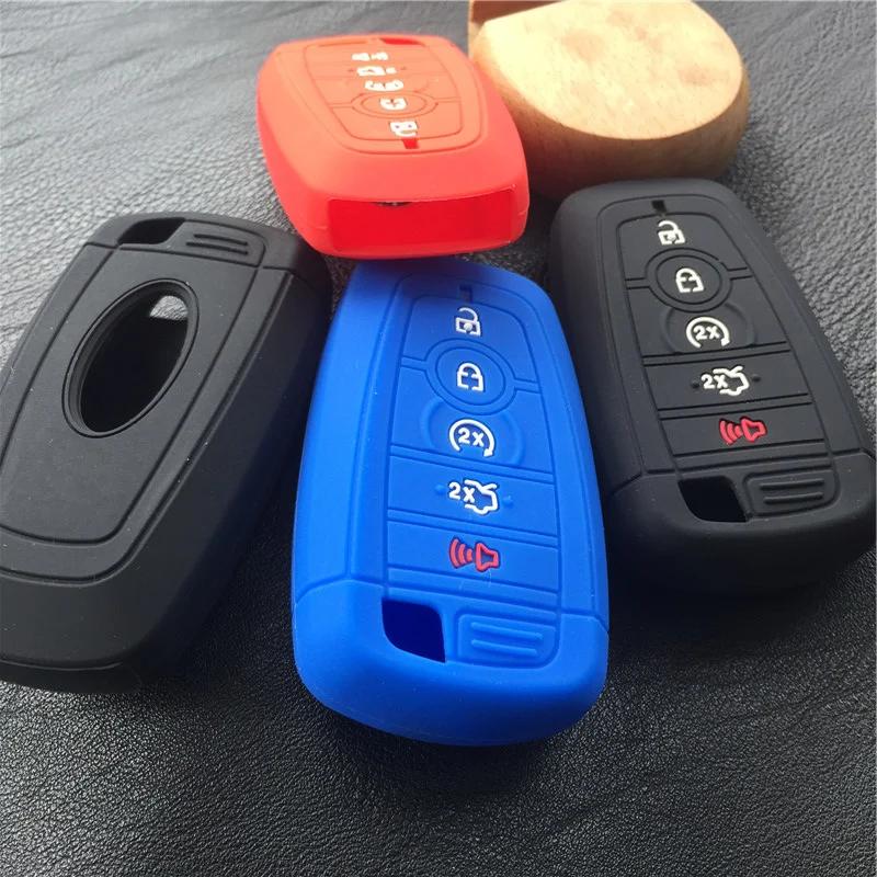 Silicone Car Key Case Cover for Ford Fusion Mustang Explorer F150 F250 F350 2017 2018 EcoSport Edge S-MAX Ranger Lincoln Mondeo