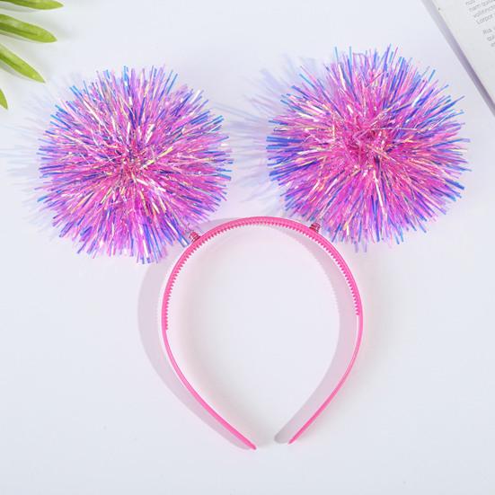 Party-Stirnband, Haarreif mit flauschiger Kugeldekoration, Elastisches Metallfolien-Stirnband für Partys, Cosplay, Halloween-Haare