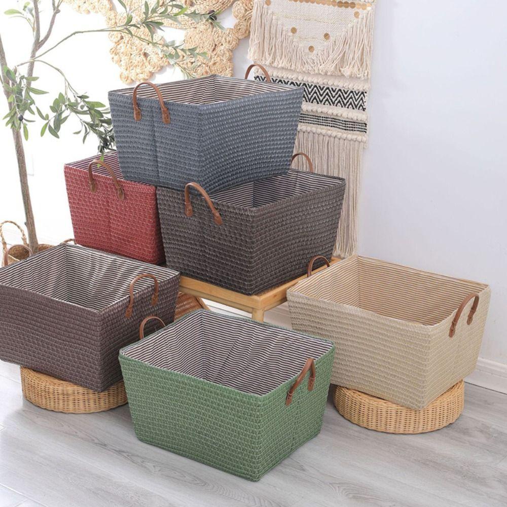 with Handle Clothes Organizer Box Straw Storage Basket High Quality Snack Container  Bathroom