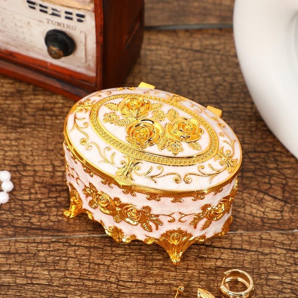 Vintage Metal Jewelry Box European Style Antique Storage Case Trinket Organizer  Ring Organizer
