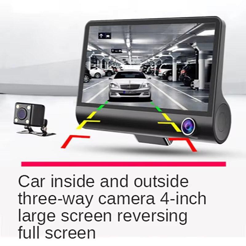 DashCam Car 3Cameras DVR 4Inch Fhd 1080P Auto Video Recorder Dual-Lens With Rear View Camera Night Vison Registrator Black Box