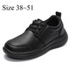 Men's Waterproof Leather Casual Sneakers Black Athletic Shoes,Plus Size 48 49 50, Lace-Up Comfort Walking Shoes