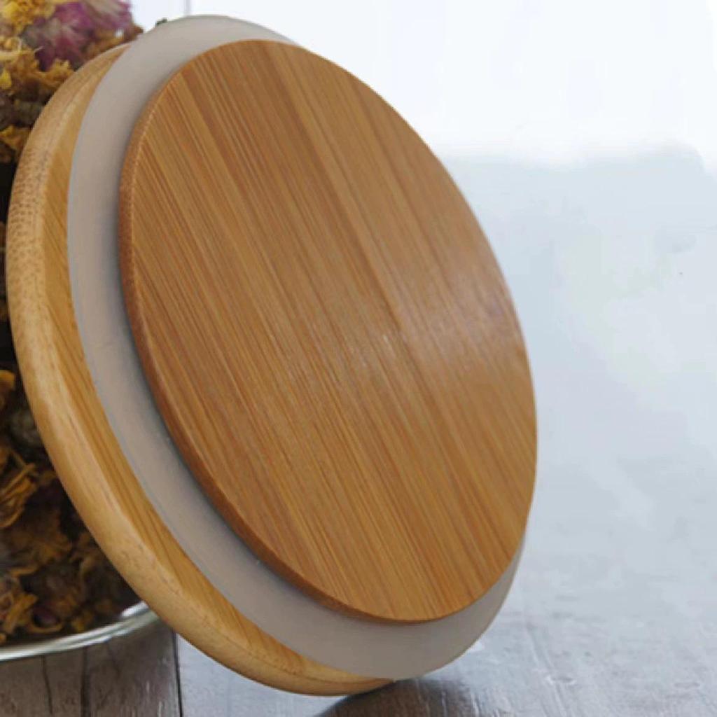 Transparent High Borosilicate Glass Jar with Bamboo Lid for Storage of Nuts, Snacks, or Tea