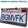 BGMVFK Carbon Fiber License Plate Frame- Black Aluminum Heavy Duty Car Tag Holder Cover, 2 Pack Rust/Rattle Proof Front & Rear Plate Mounting Kit-