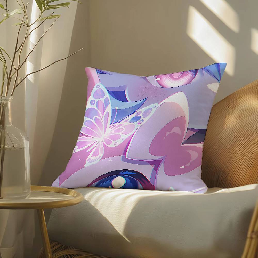 Pokemon Psychic Type Collection Anime Plush Pillow Cover Soft Short Plush Cushion Cover For Sofa Bedroom Home Decor Gift