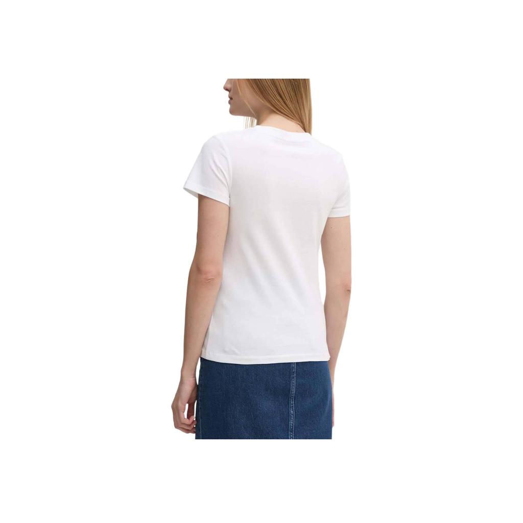 Calvin Klein Letter Print Slim Fit Round Neck Short Sleeve T-Shirt Women Tops White J20J224982-YAF