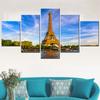 5 Panel Landscape Painting HD Prints Modular Eiffel Tower and River Seine Canvas Pictures Home Decor Wall Art Poster