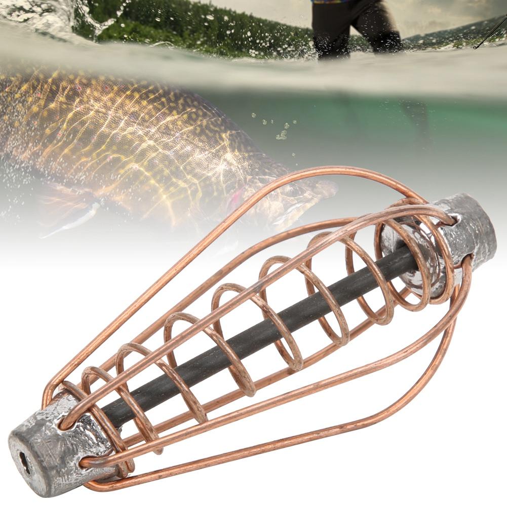Feeder Metal Lure Fishing Portable Bait Cage Tackle Accessories With Weightcopper Colour 25g6pcs