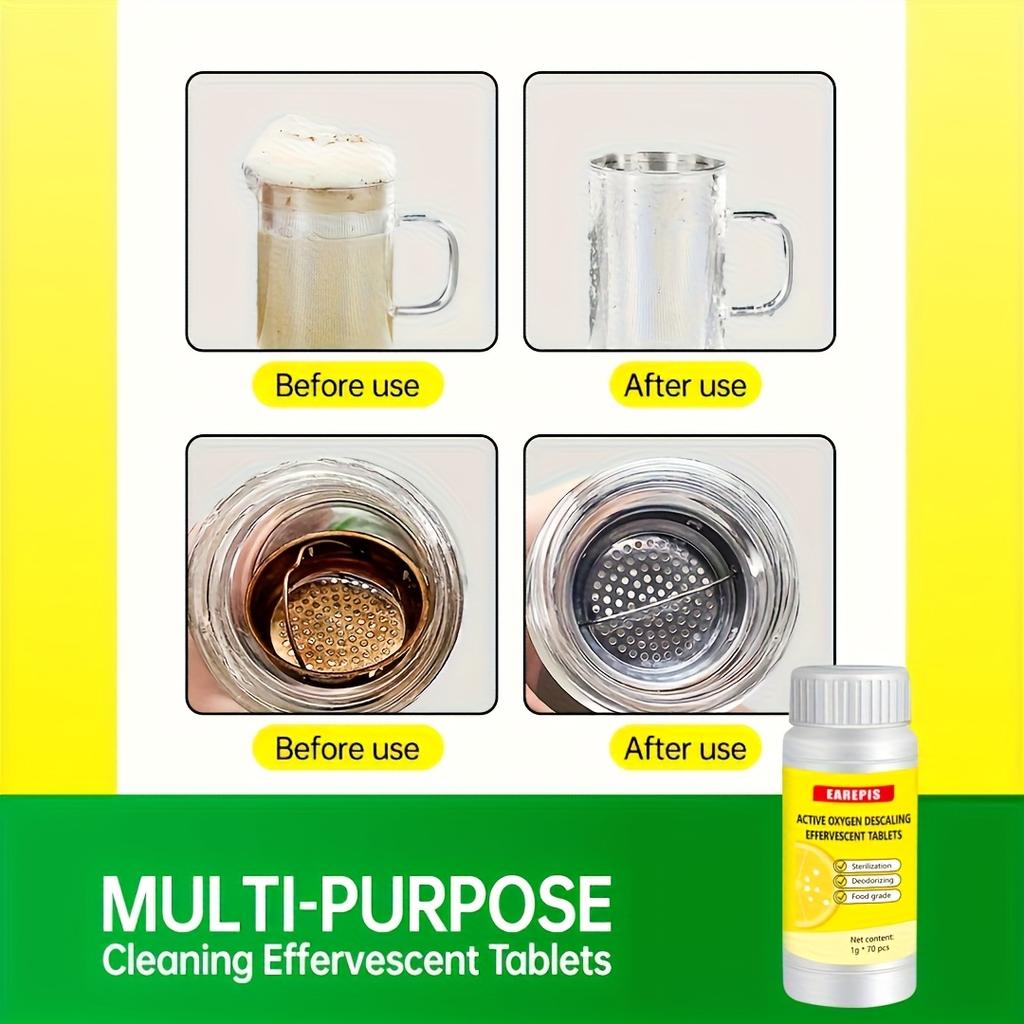 Activated Oxygen Scale Remover Tablets, Tea Stain and Watermark Remover for Kettles,Ceramic,Espresso Machine Cleaning Tablets