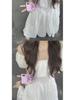 Women's White Off-Shoulder Ruffle Dress - Summer Vacation French Style, Slimming Waist, Backless, Long Design