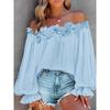 Elegant Fashion Casual Off-the-shoulder Women Blouse Long Sleeved Loose Simple Ruffled Shirt Office Ladies Tops Solid Color Tops