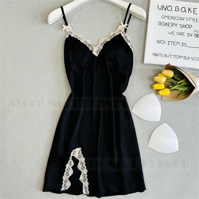 Peignoir sexy en dentelle, chemise de nuit, lingerie d'été, nouvelle collection, ensemble nuisette et peignoir pour femme, chemise de nuit en satin soyeux, vêtements de maison, vêtements de détente