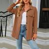 Women's Fashion Casual Solid Color Chest Pocket Button Long Sleeve Cardigan Top Coat