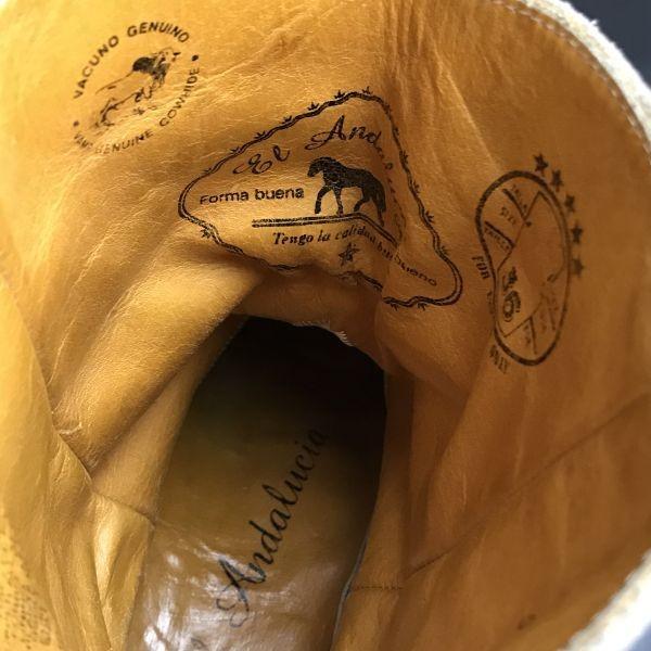 El Andalucia Mexico leather suede western pecos boots women's 23 beige(USED)