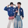 Unisex Oversized Chinese Style Embroidered Cherry Blossom Jacket With Mandarin Collar Toggle Buttons
