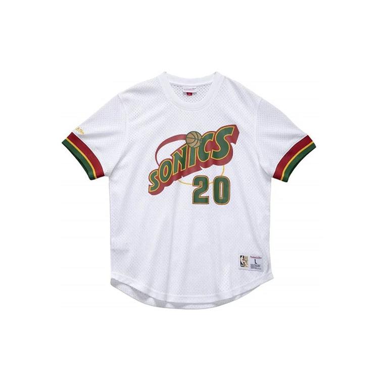 Mitchell Ness T-Shirts Men's White Crew Neck Moderate Straight Fit NNMPSC19040-SSUWHIT96GPA