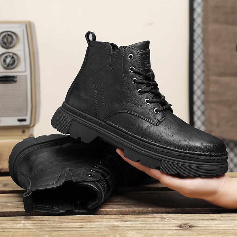 

Мужские винтажные высокие ботинки Martin из натуральной кожи в британском стиле 44 чёрный