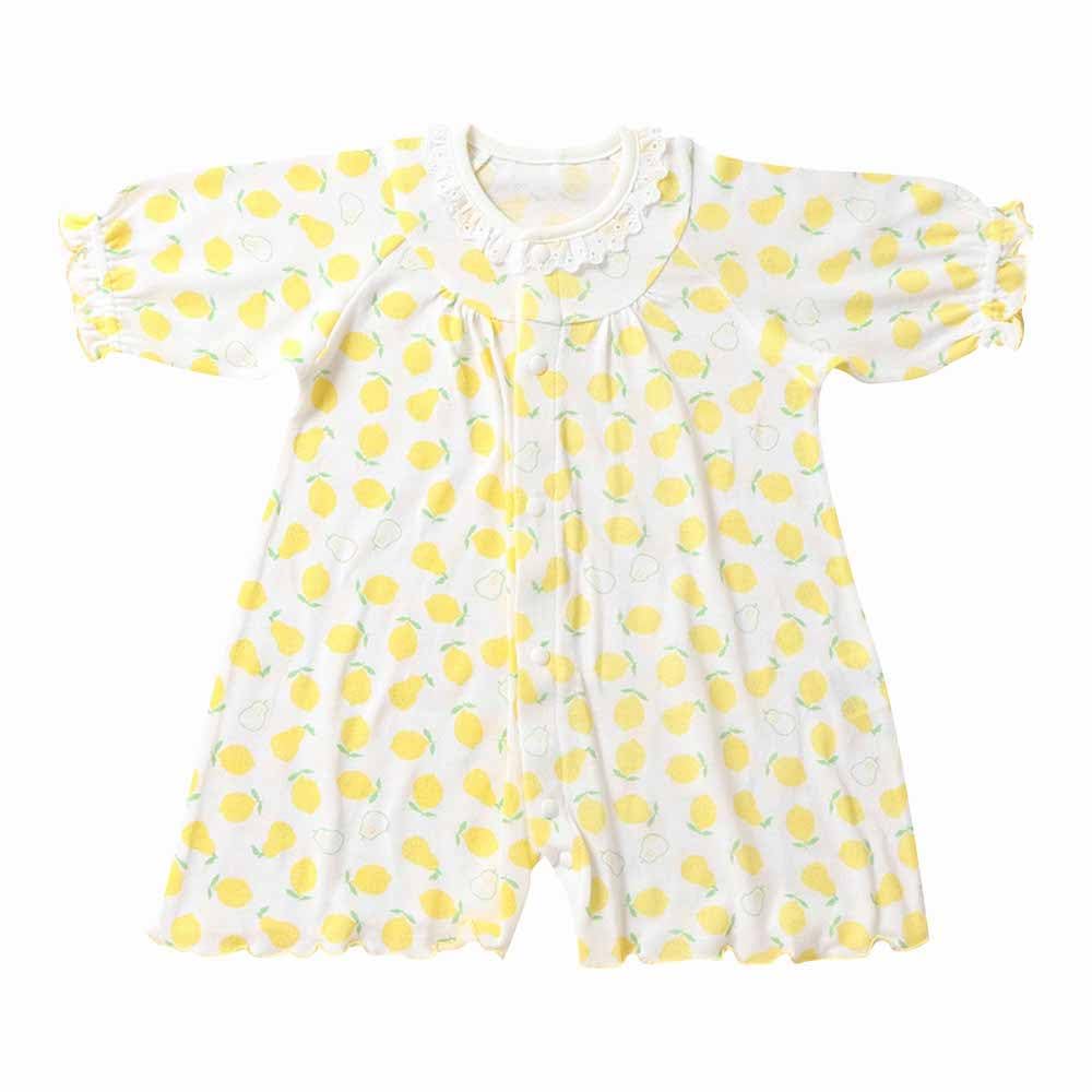 de Jersey Pear x Lemon Pattern Summer Snap Newborn Baby Baby Clothes Cool Unisex Hospital Clothes Boys Girls Simple Cute Cotton [Cream Coco]
