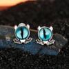Vintage Sex Demon Eyes Stud Earring S925 Sterling Silver Oxidized Halloween Earrings