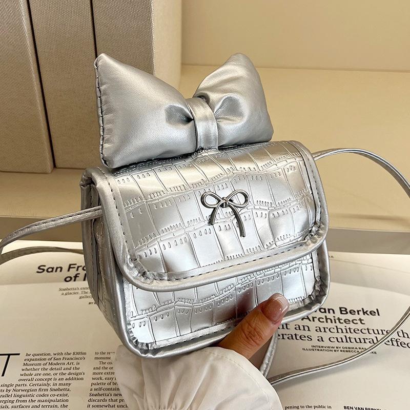 Modische kontrastierende Damen-Umhängetasche, süße und niedliche Schleife, Umhängetasche für Mädchen, neue quadratische Mini-Tasche