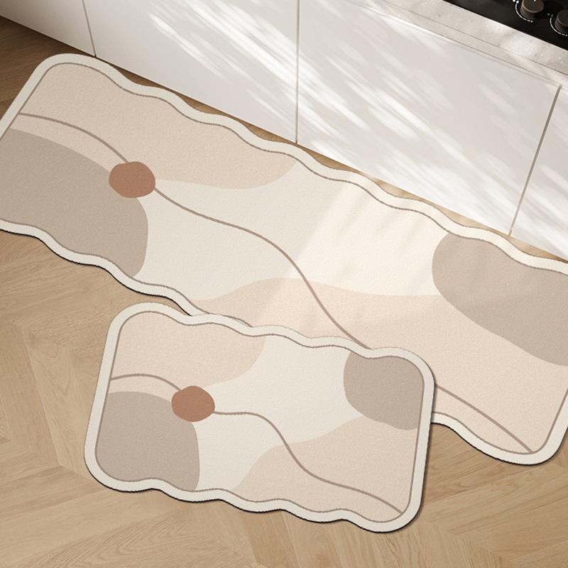 Diatom Mud Kitchen Floor Mat Dirt-resistant Anti-slip Mat Wasabi Wind Absorbing Quick-drying Foot Mat Long Two-piece Set