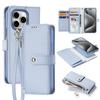 Custodia a Portafoglio per iPhone 15 Pro Max - Pelle/PU, Azzurro Chiaro