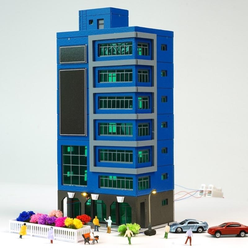 1/150 Scale Building Dioramas Model Outdoor City Railway Layout Street Building Model Gift Outland Scene for Sand Table