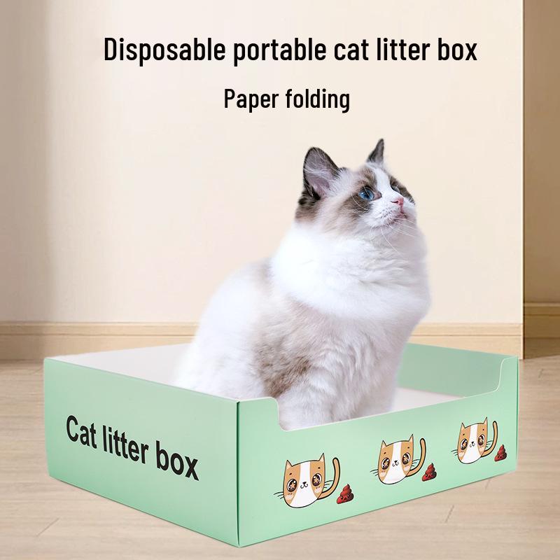 Eco-Friendly Portable and Washable Foldable Cat Litter Box - Disposable and Convenient for Outdoor Use