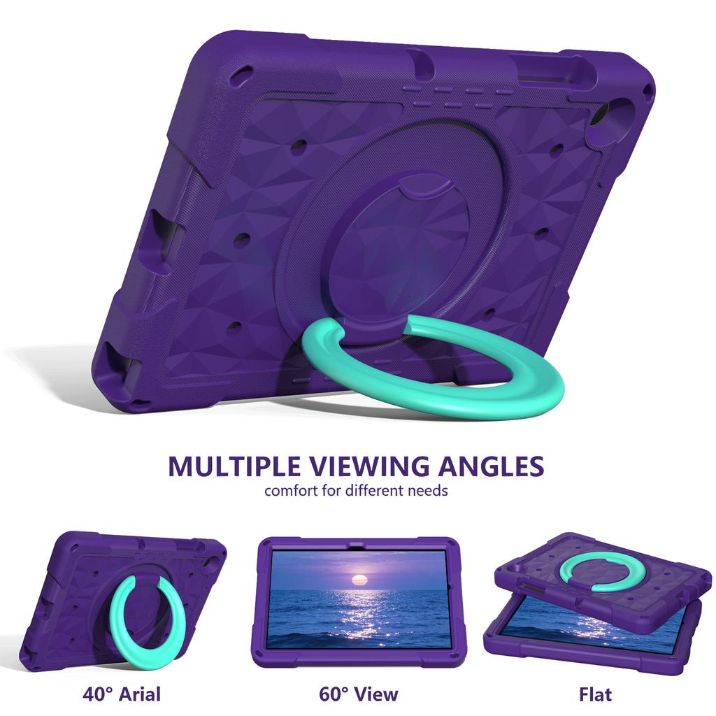 For Samsung Galaxy Tab A11+ / A9+ Case Hand Grip Kickstand Geometric Pattern PC + EVA Tablet Cover with Shoulder Strap