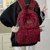 School Bag Women's New Leopard Print Backpack Autumn and Winter Large-capacity College Student Backpack High-end Men