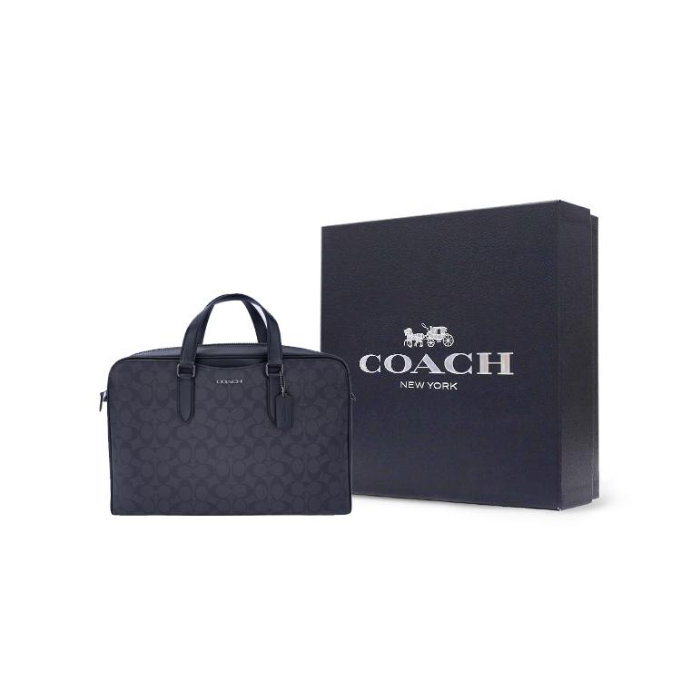 New COACH Graham Calfskin Portable One Shoulder Crossbody Briefcases Large Size Men's Black C8175-QBN3A