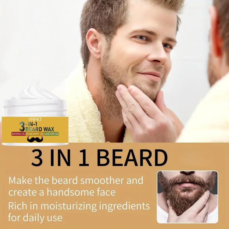 Three in one beard care oil wax, moisturizes beards and regulates skin, suitable for men with short or long beards