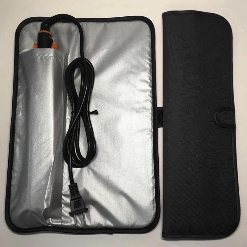 Heat Resistant Flat Iron Case Dual Use Hair Straightener Mat & Pouch Travel Curling Iron Hair Straightener Hair Tools Organizer