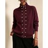 Women S Loose Short Double Breasted Stand Collar Zipper Knit Cardigan Autumn Winter