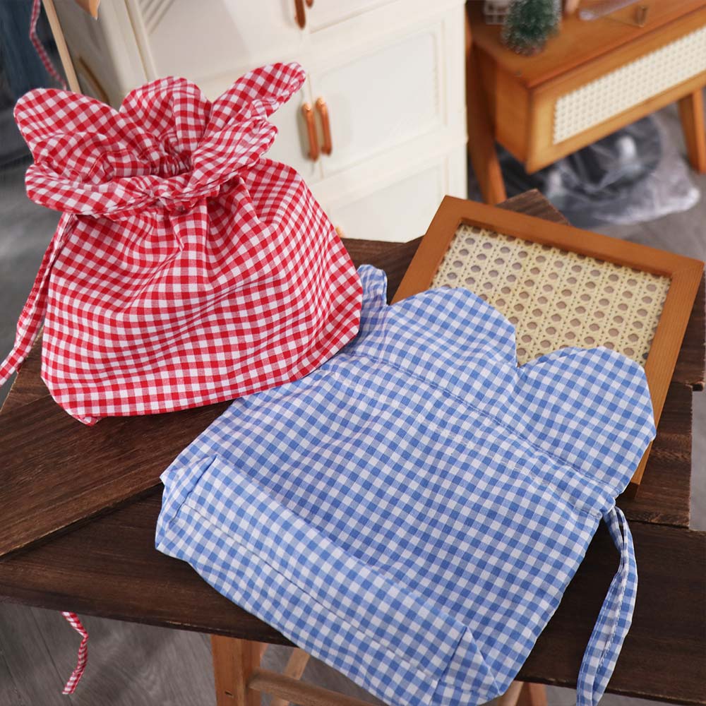 Portable Plaid Flower Crossbody Bag Cloth Ins Shoulder Bag Casual Flower Drawstring Bag  Outdoor