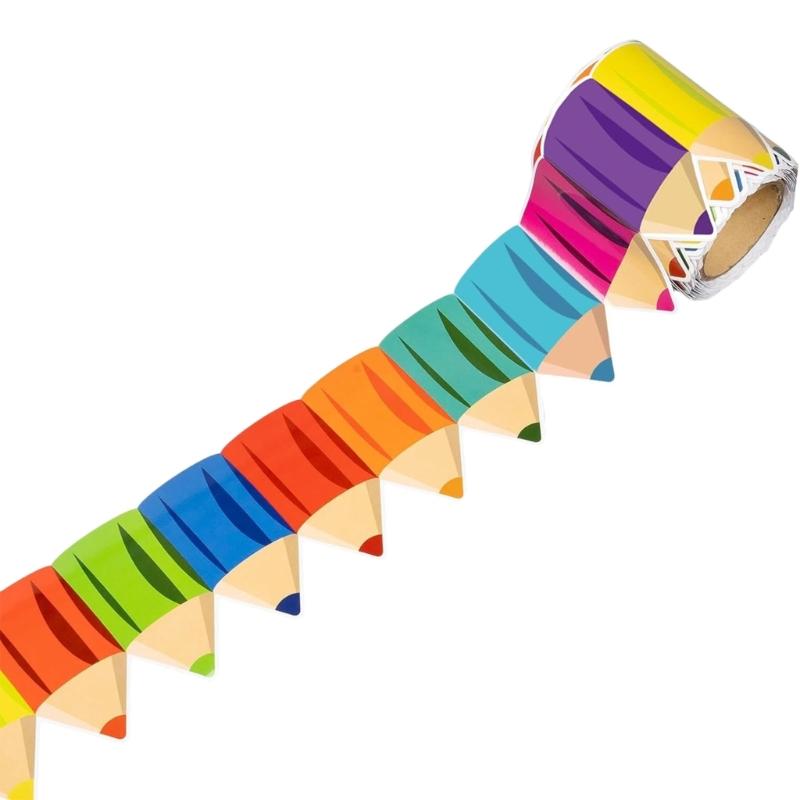 Pencil Pattern Border Trim Wall Sticker 25.9ft Long Bulletin Board Border Sticker for Chalkboard Notice Board Decoration