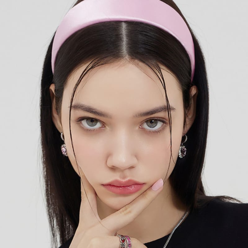 

VVV Сатиновая объемная повязка на голову _ Нежно-розовая PINK