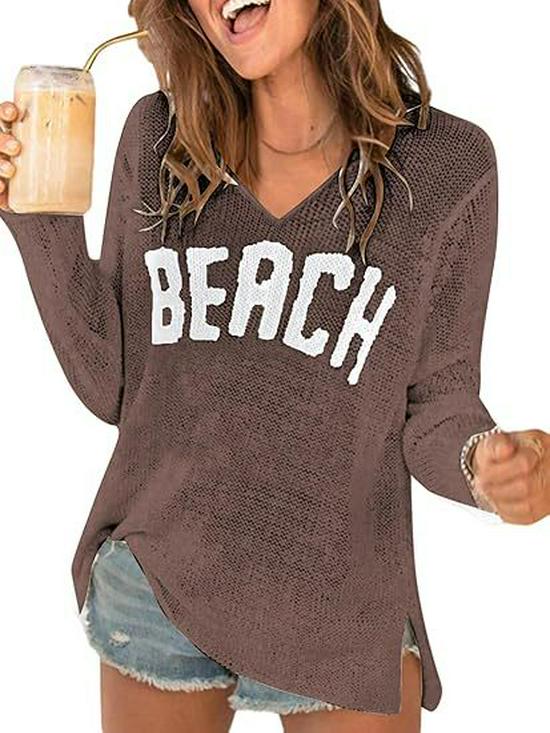 New V-Neck Letter Knitwear for Women - Spring/Summer Collection