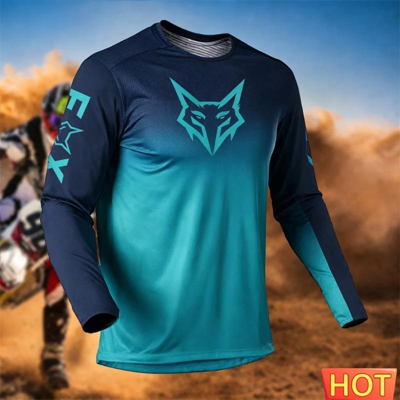Mens Motorcycle Adventure Riding Shirt Summer Mountain Bike Off Road Long Sleeve Riding Training Top 3D Men's Motorcycle T-shirt